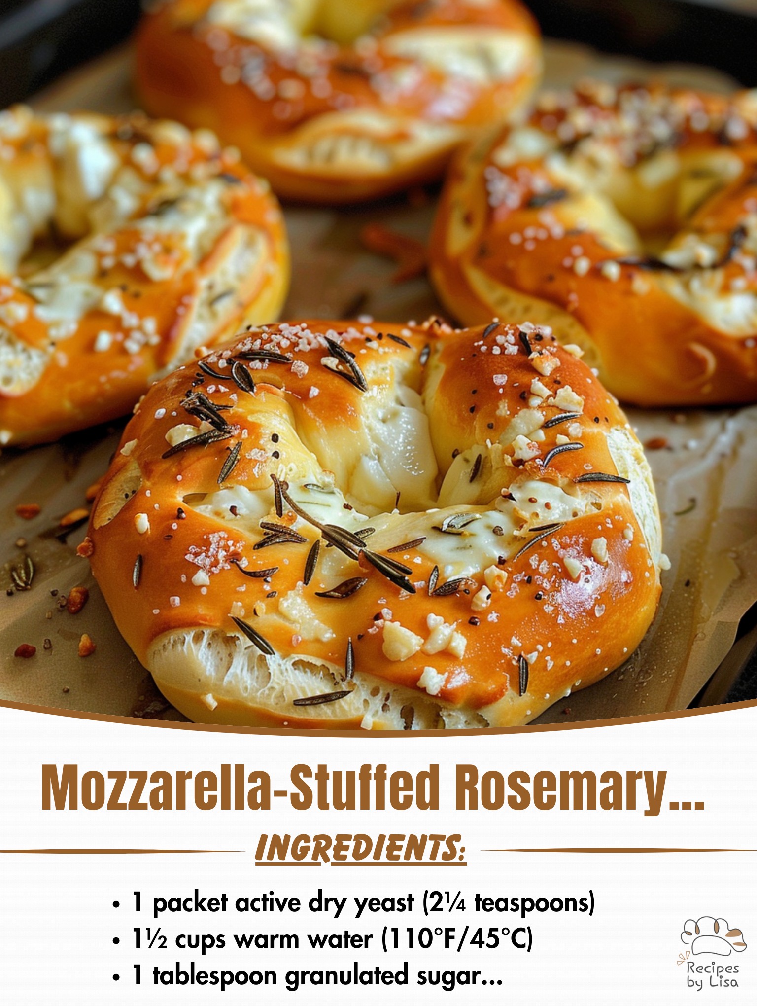 Mozzarella-Stuffed Rosemary Parmesan Soft Pretzels