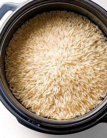 Put uncooked rice in a slow cooker with these 4 ingredients