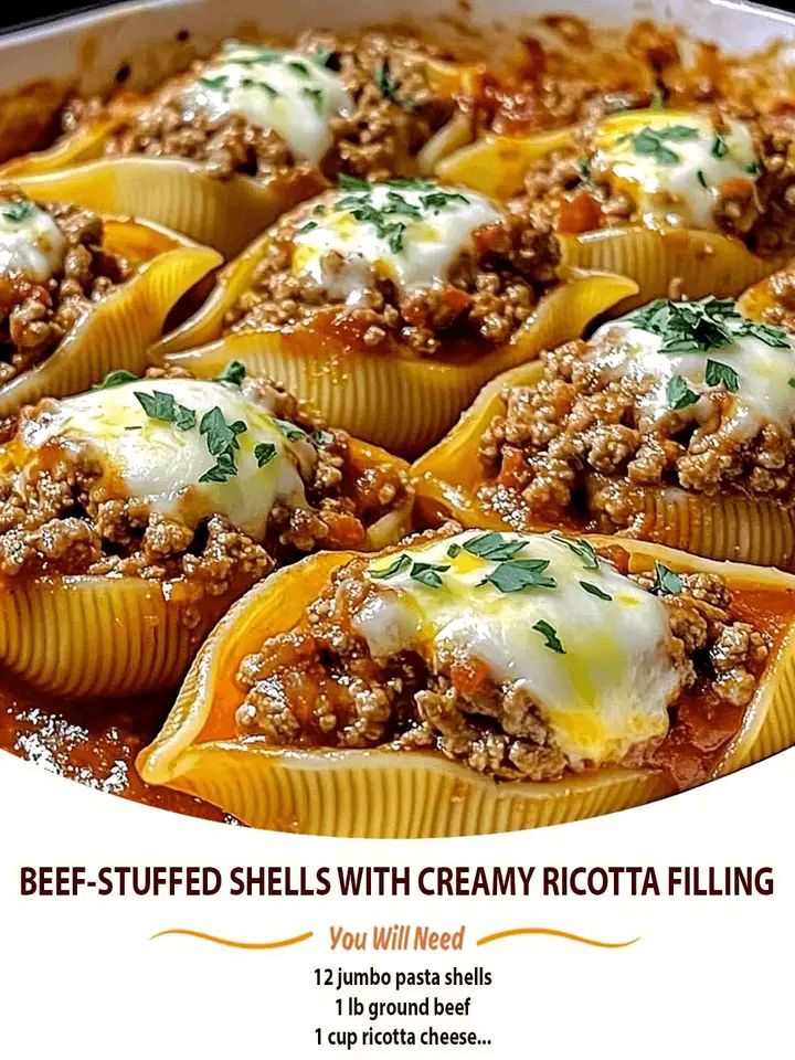 Beef-Stuffed Shells with Creamy Ricotta Filling