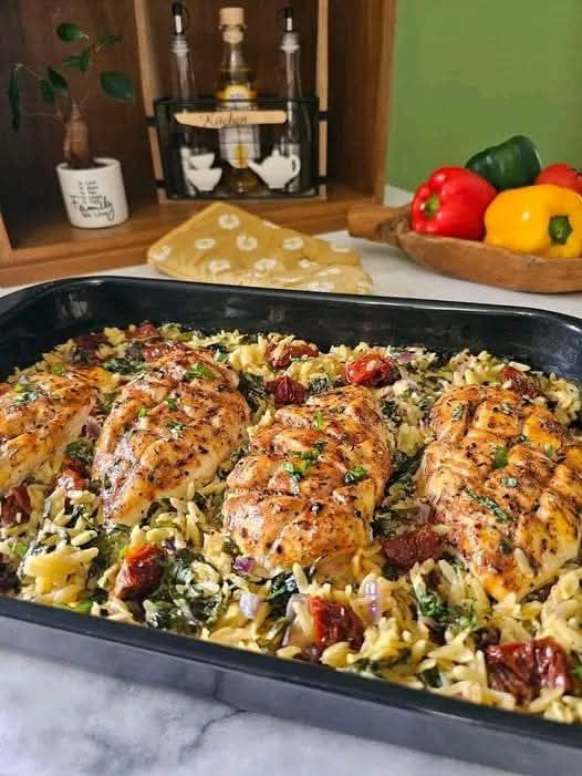 CHICKEN ORZO PASTA BAKE