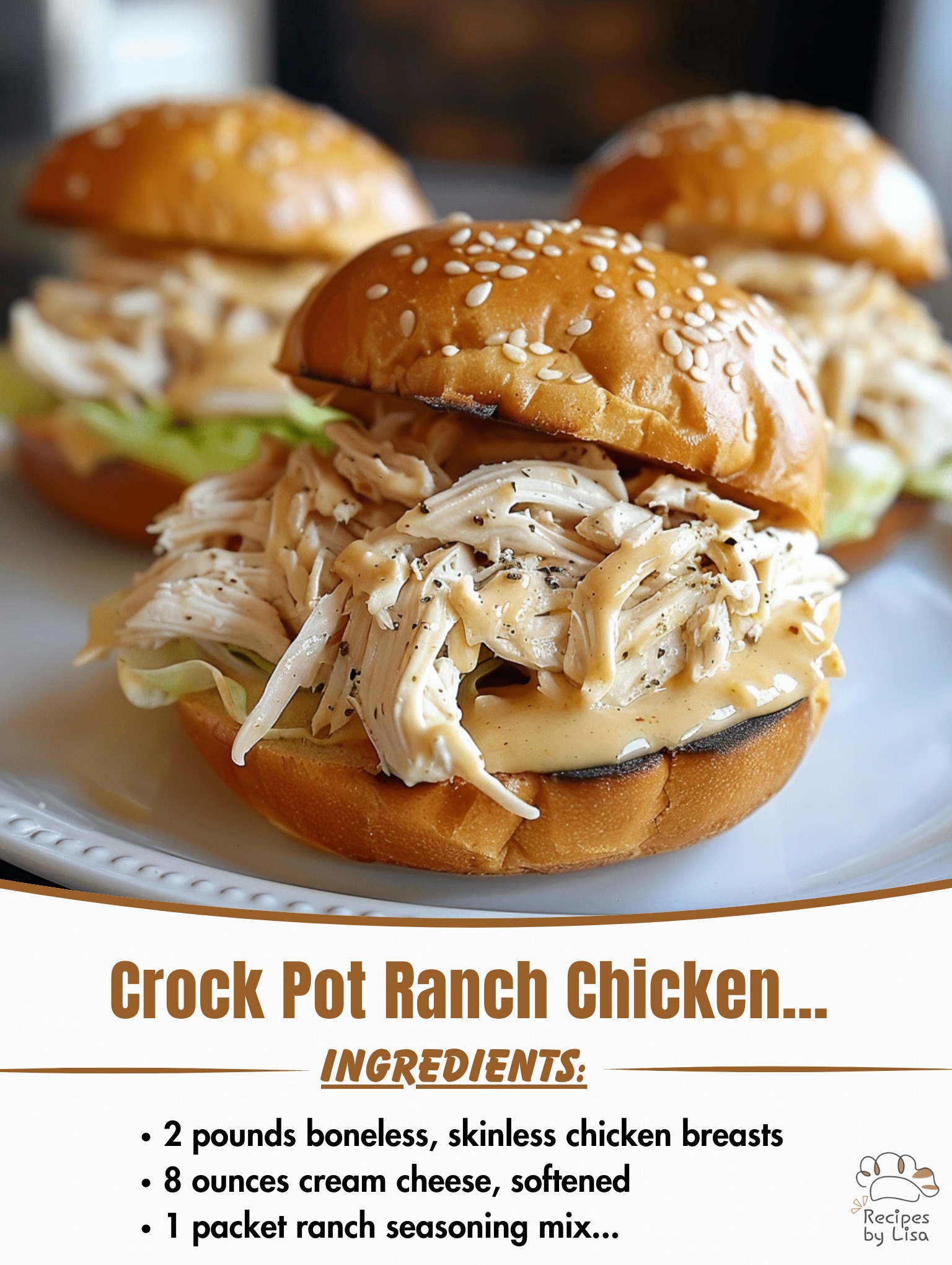 Crock Pot Ranch Chicken Sandwiches