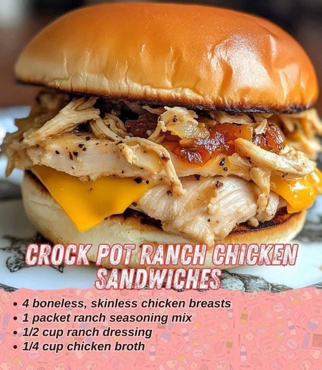 Crock Pot Ranch Chicken Sandwiches