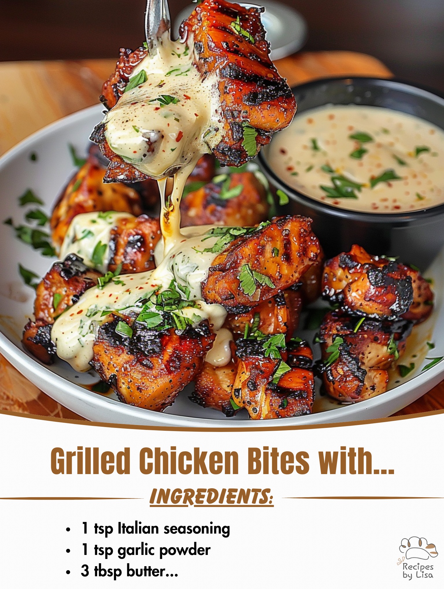 Grilled Chicken Bites with Creamy Garlic Sauce