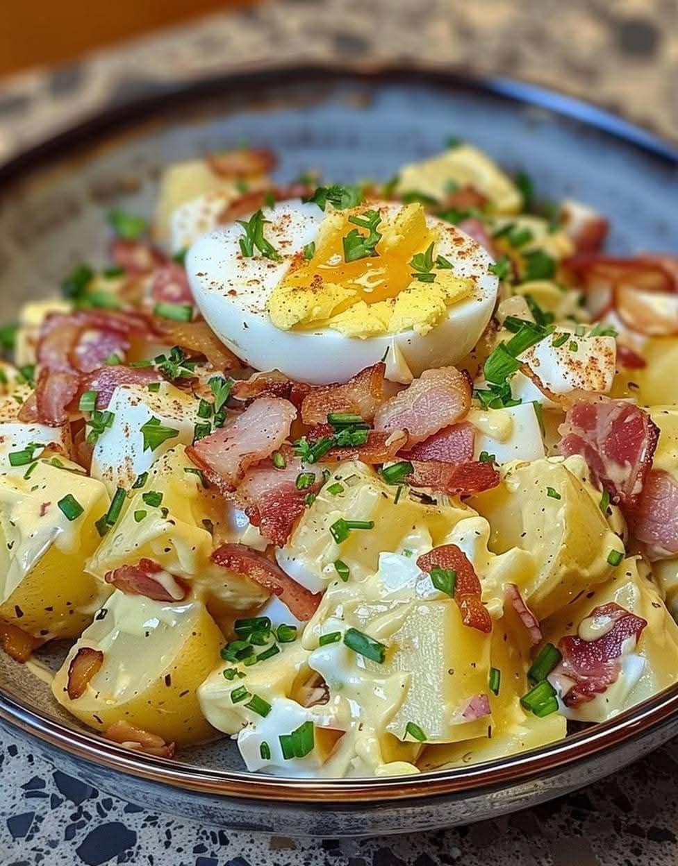 Salade de Pommes de Terre, Lardons et Œufs