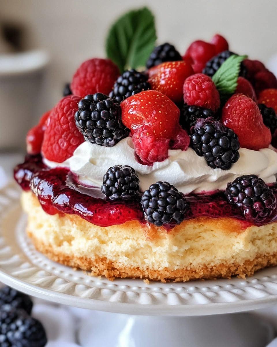 High Altitude One-Layer Mixed Berry Shortcake Cake