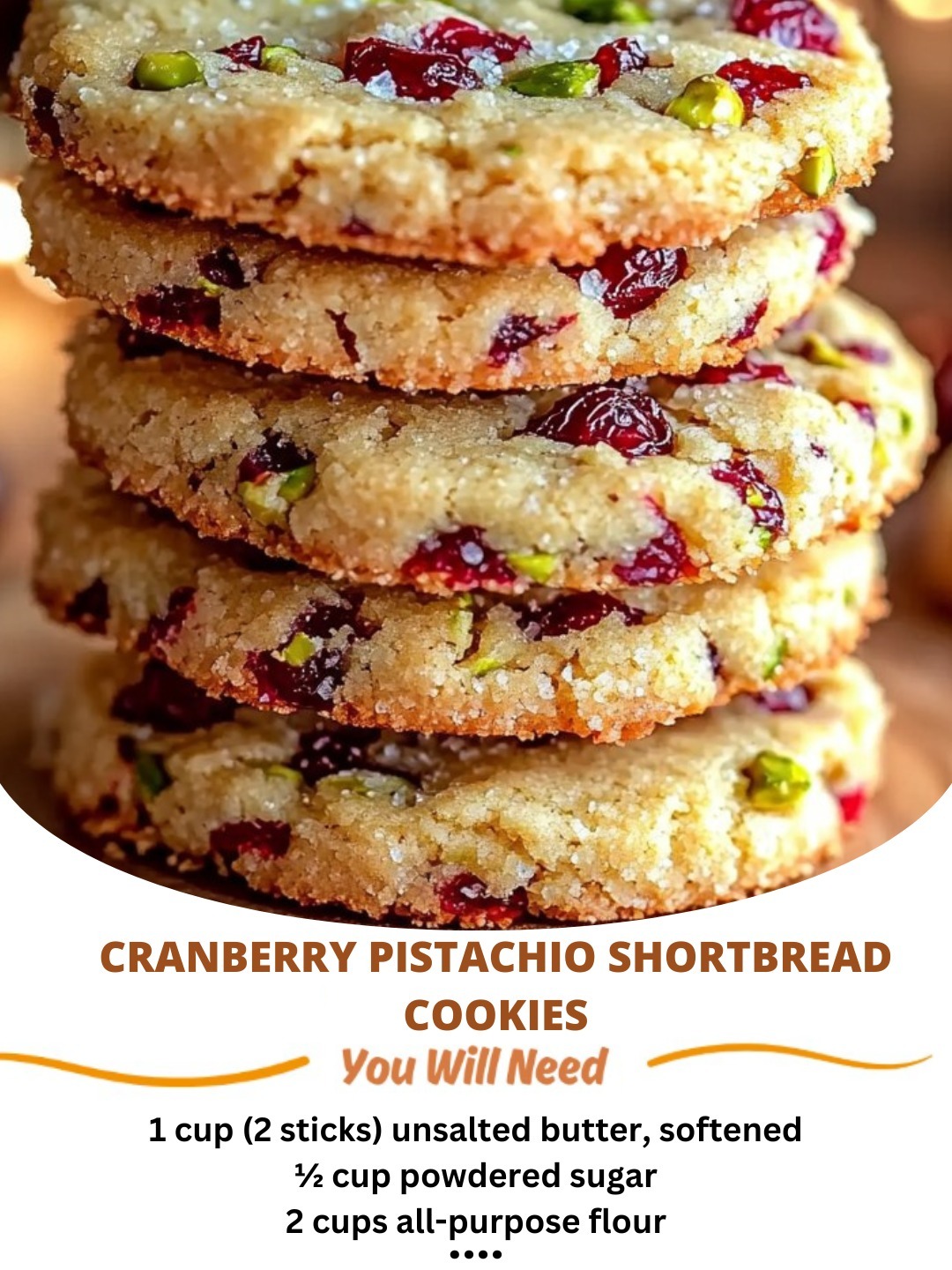 Cranberry Pistachio Shortbread Cookies