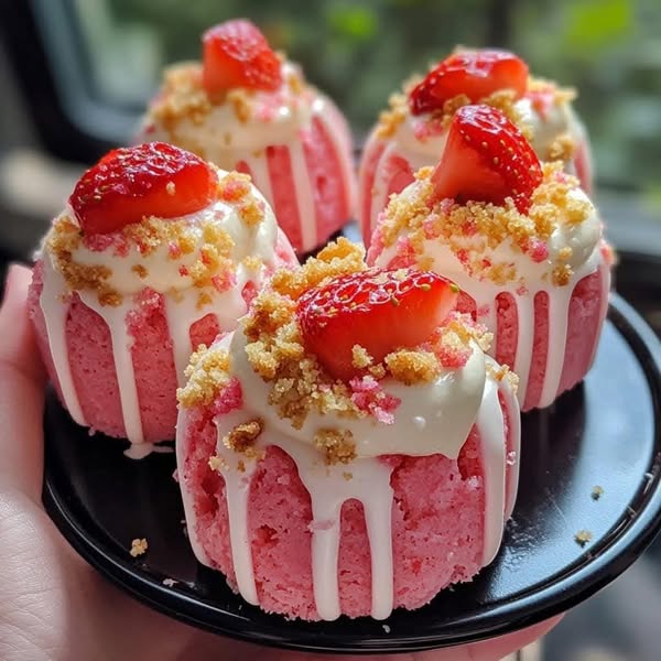 Strawberry Cream Cheese Crunch Mini Cakes