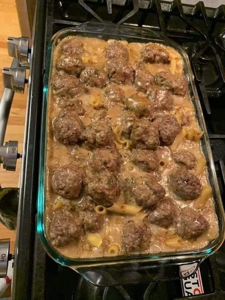 Baked Noodles with Swedish Meatballs