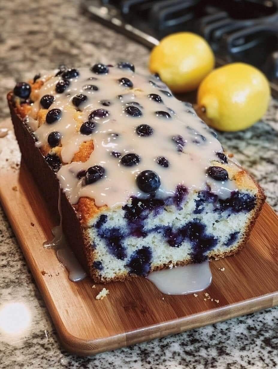 Easy Lemon Blueberry Pound Cake Recipe Made In a Loaf Pan