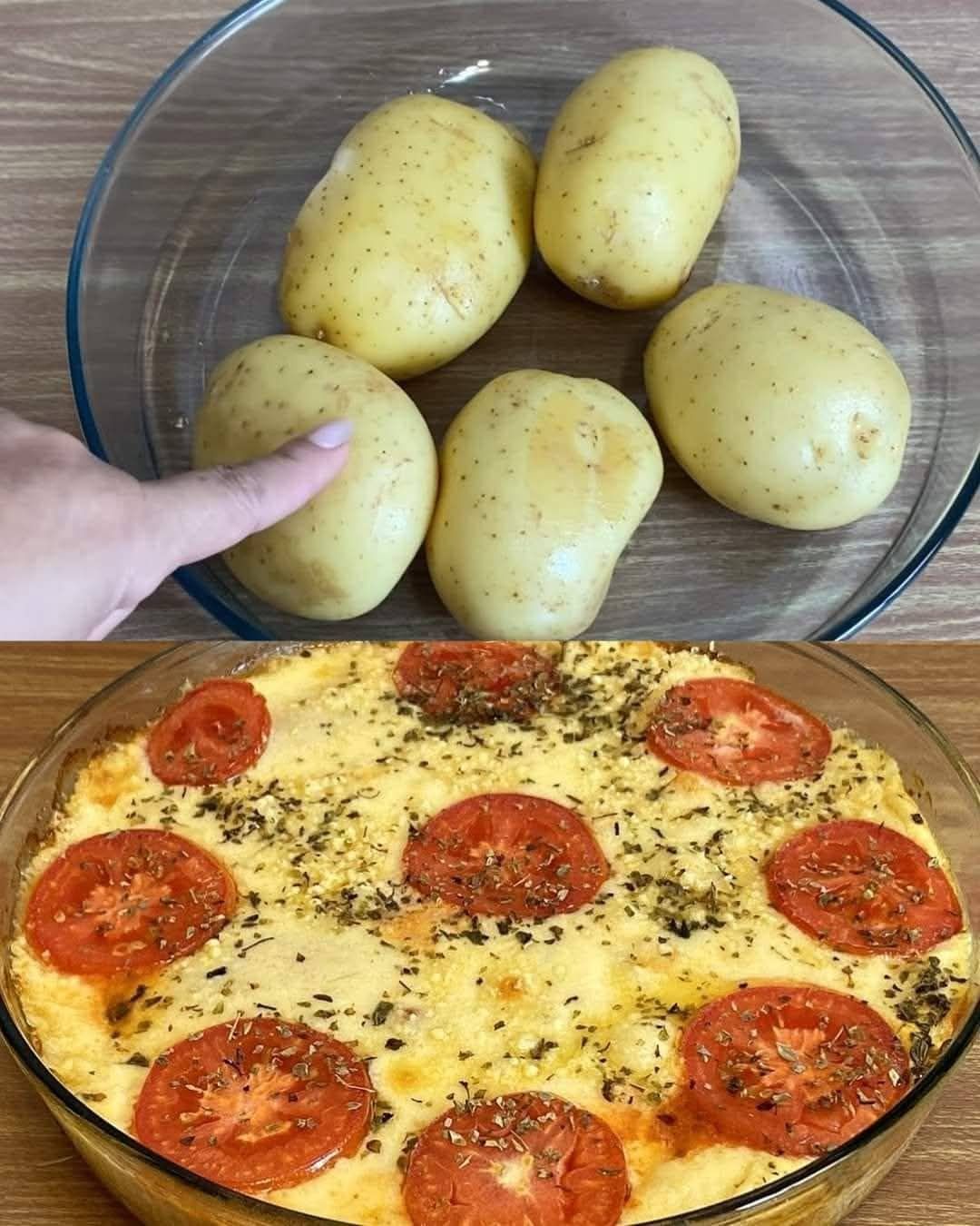 Creamy Potato and Cheese Bake with Tomato and Spices