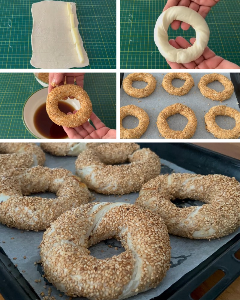 Crispy Bagel Recipe with Puff Pastry Dough