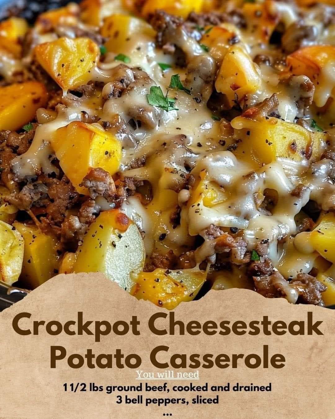 Crockpot Cheesesteak Potato Casserolev