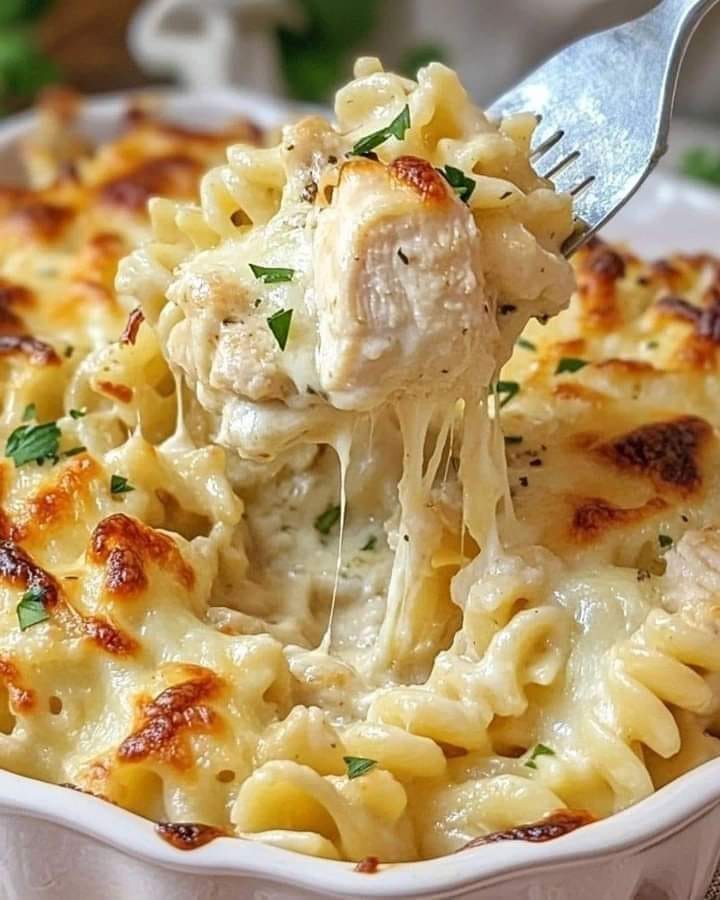 Garlic Parmesan Chicken Pasta Bake