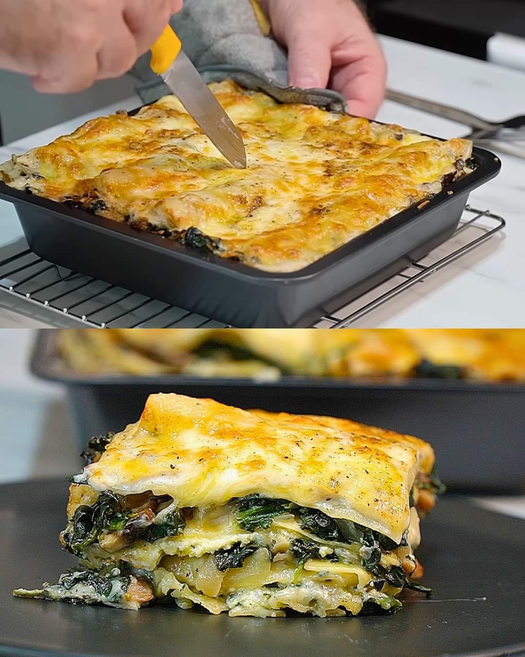 Creamy Mushroom and Spinach Lasagna