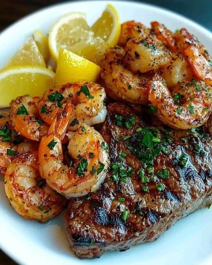 Spicy Cajun Shrimp and Grilled Steak