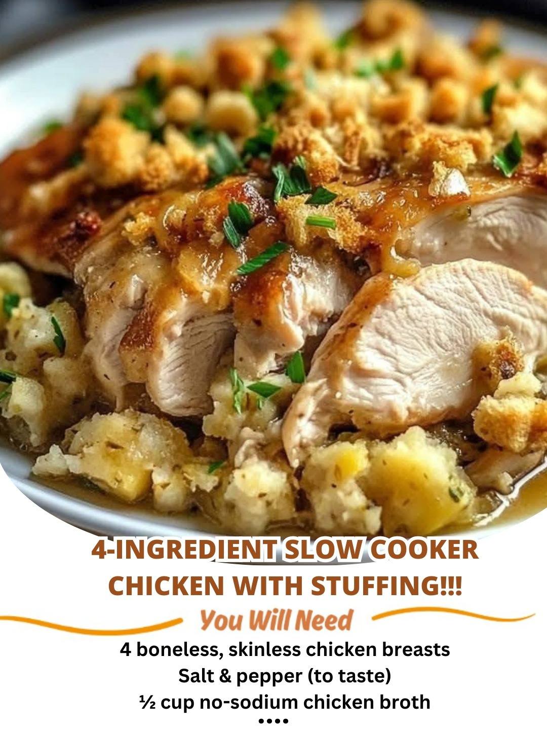 4-Ingredient Slow Cooker Chicken with Stuffing: A Comforting, Hands-Off Dinner 🍗✨