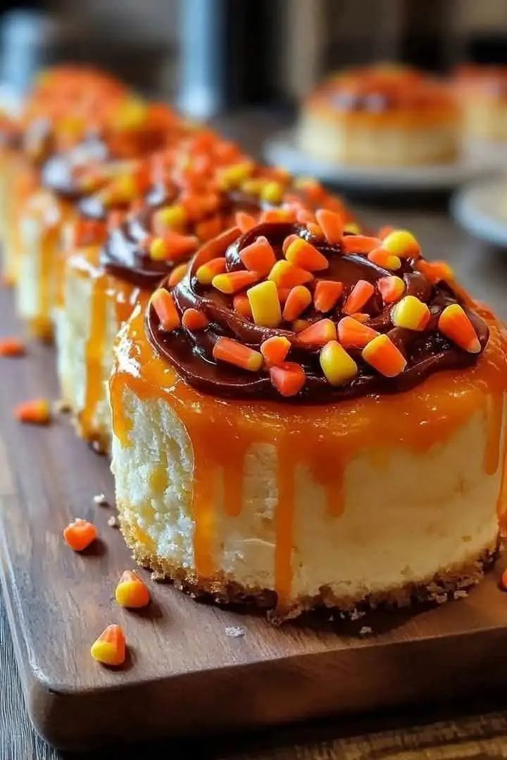 Candy Corn Cheesecakes: New York Rolls-Inspired Delight