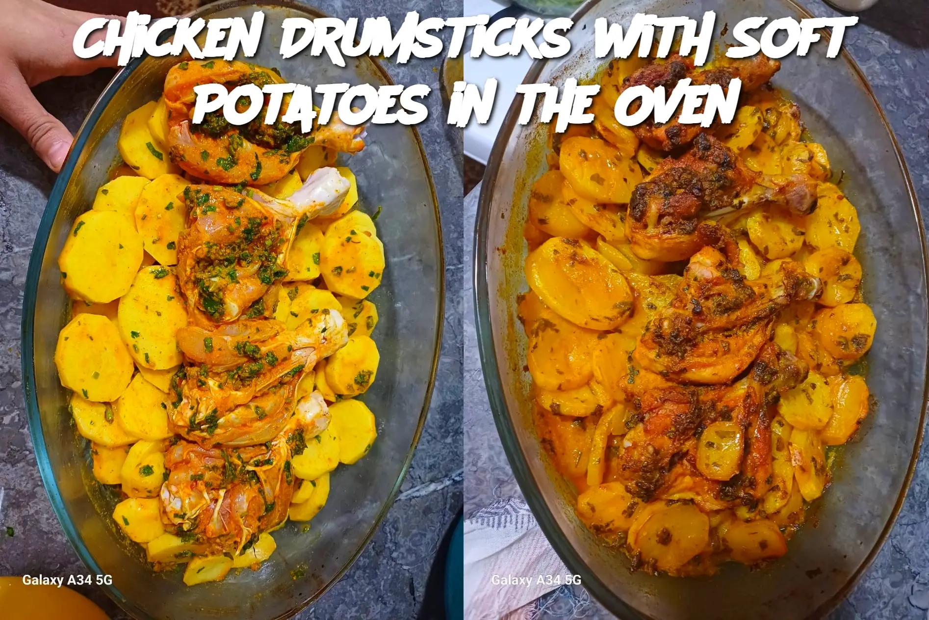 Chicken Drumsticks with Soft Potatoes in the Oven