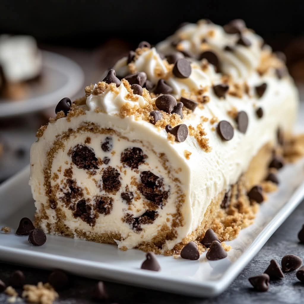 Chocolate Chip Cookie Dough Ice Cream Cake Roll Recipe