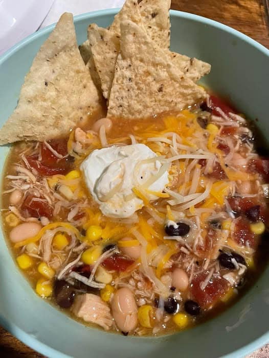 Chicken taco soup is 1 point per serving, and 6 after I added reduced fat cheese, light sour cream and a few tortilla chips