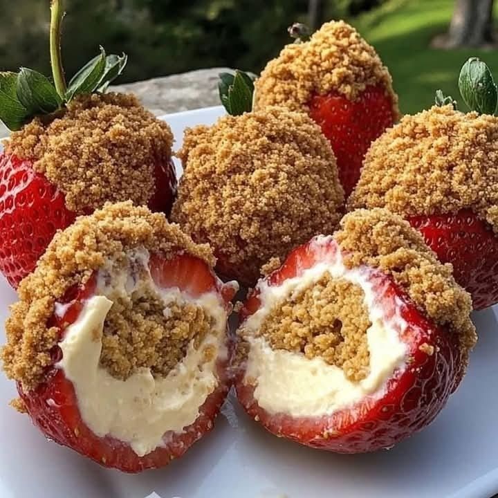 Cookie Butter Cheesecake Stuffed Strawberries