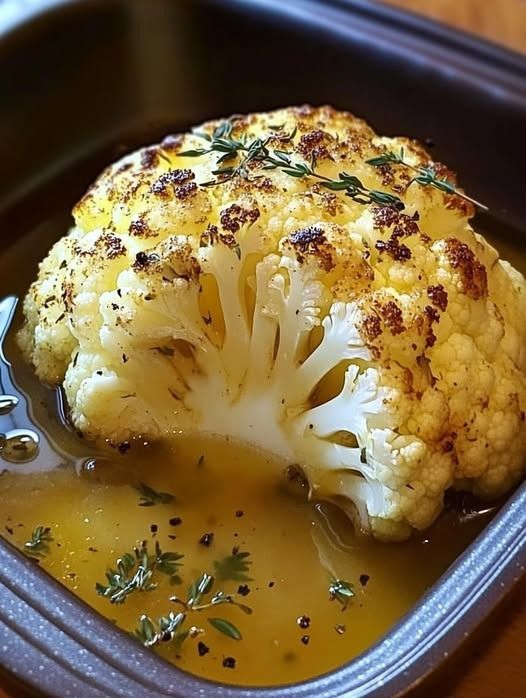 Whole Roasted Cauliflower with Butter Sauce Recipe