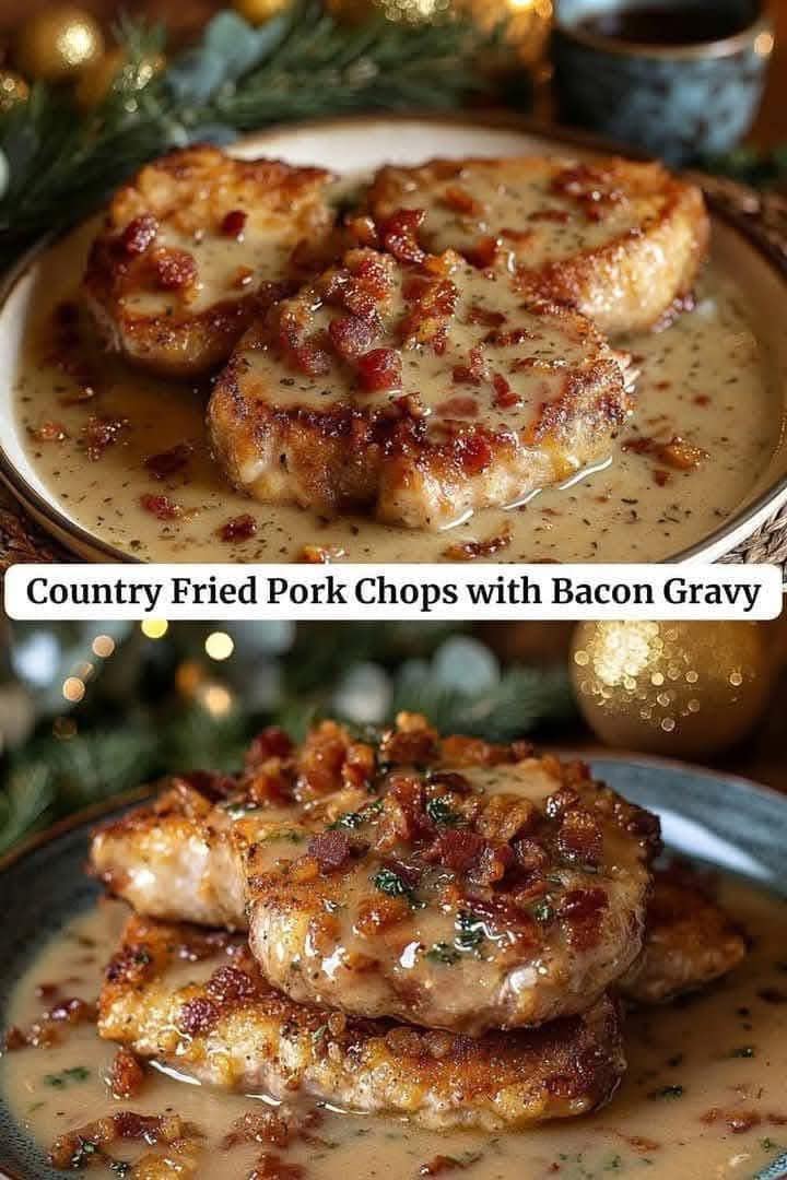 Country Fried Pork Chops with Bacon Gravy