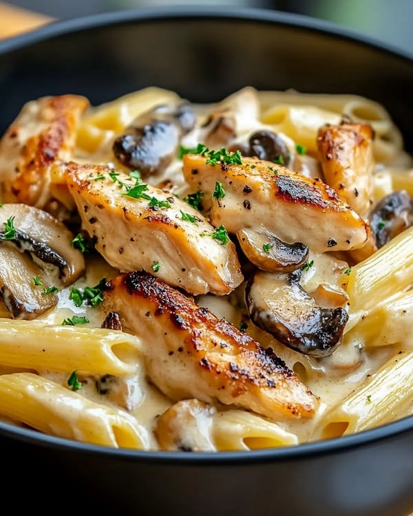 Heavenly Chicken and Mushroom Pasta with a Silky Cream Sauce