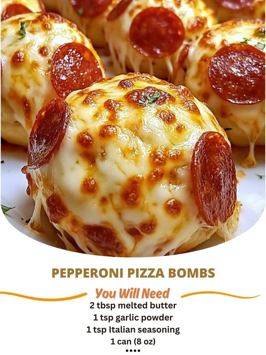 Cheesy pepperoni pizza bombs