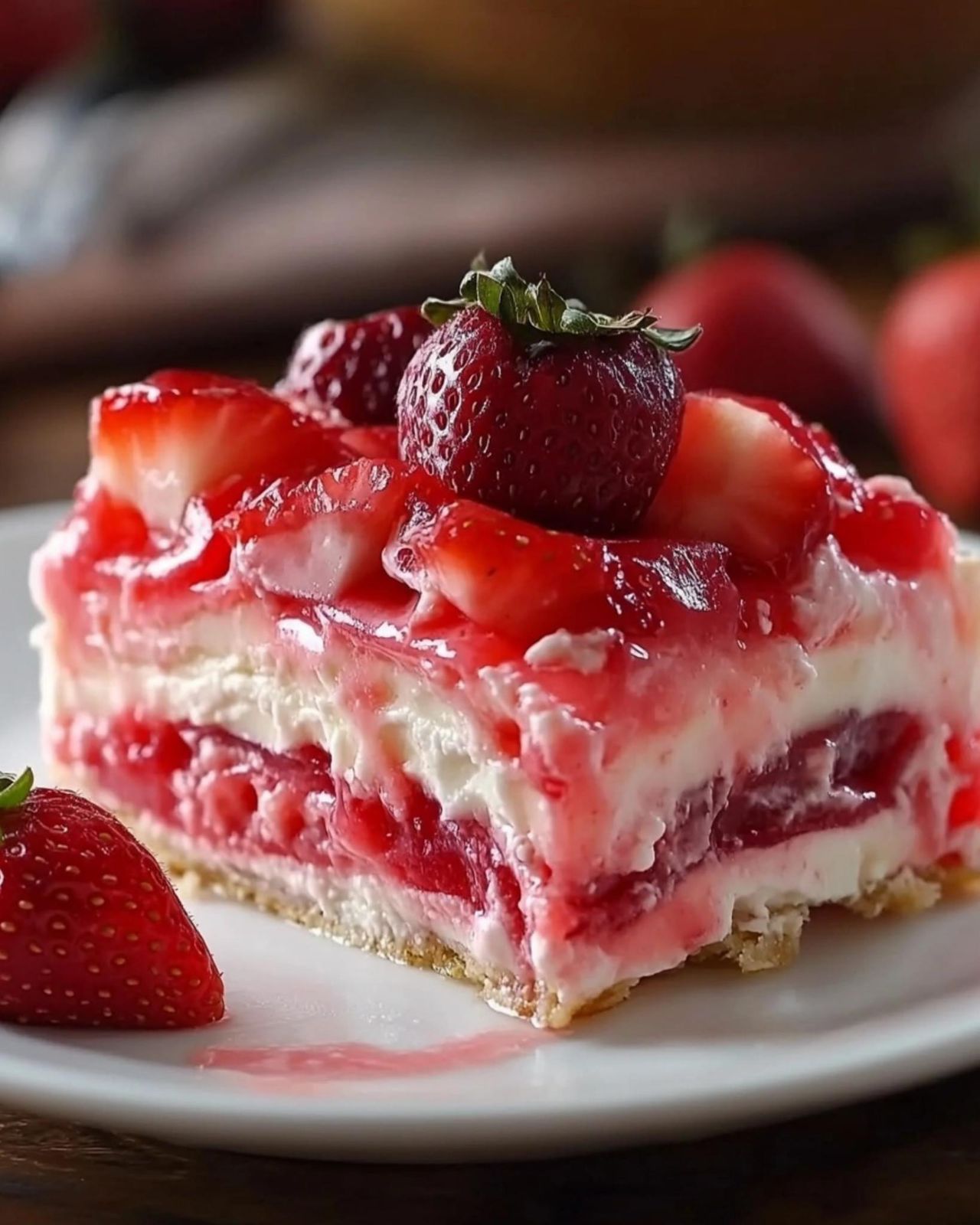 No-Bake Strawberry Jello Lasagna