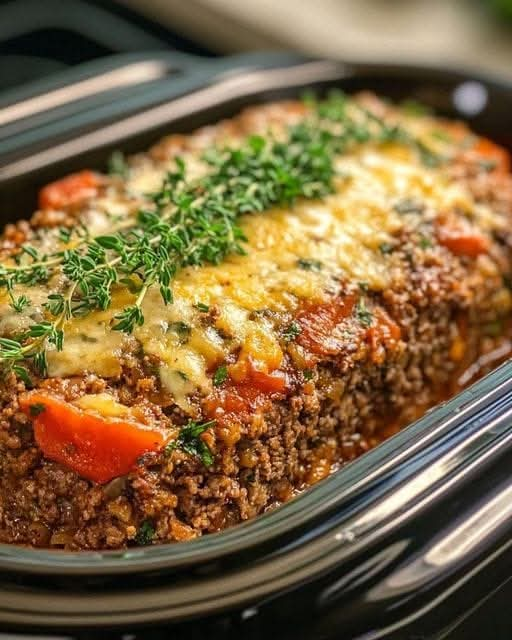 Slow Cooker Mediterranean Herb Parmesan Meatloaf