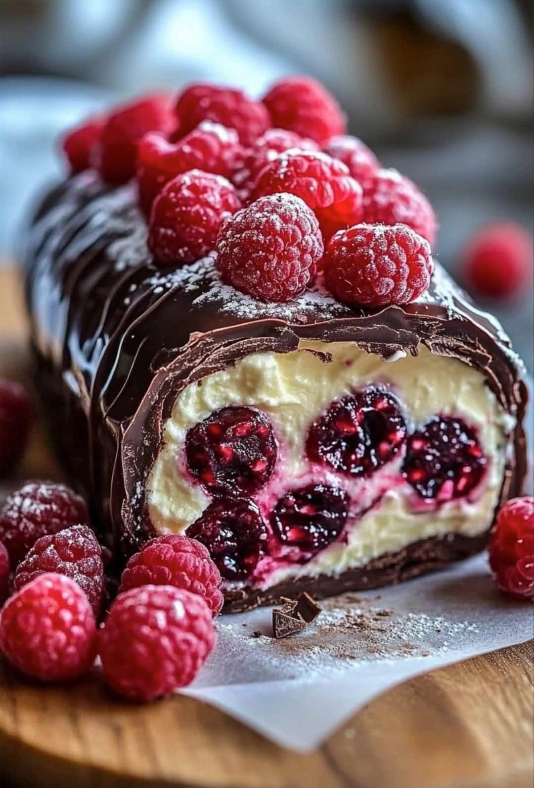 Chocolate Raspberry Swiss Roll