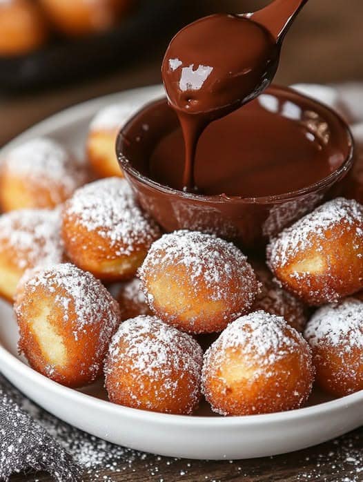 Crispy Donut Balls with Chocolate DipCrispy Donut Balls with Chocolate Dip