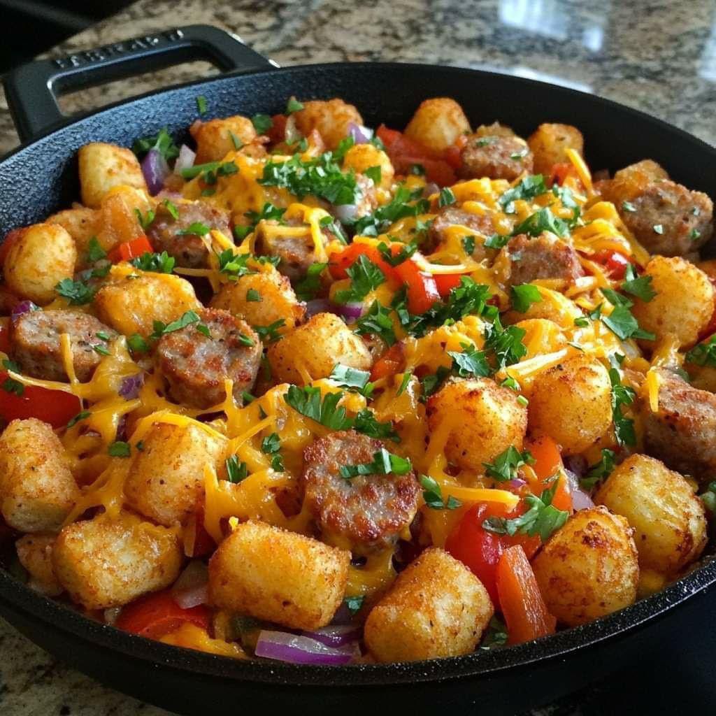 Savory Tater Tot and Sausage Skillet: A One-Pan Wonder!