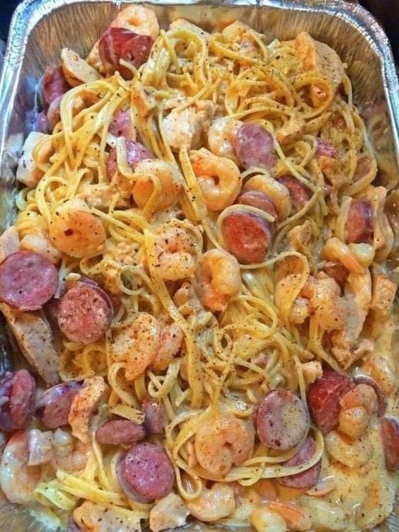 Cajun shrimp and sausage pasta