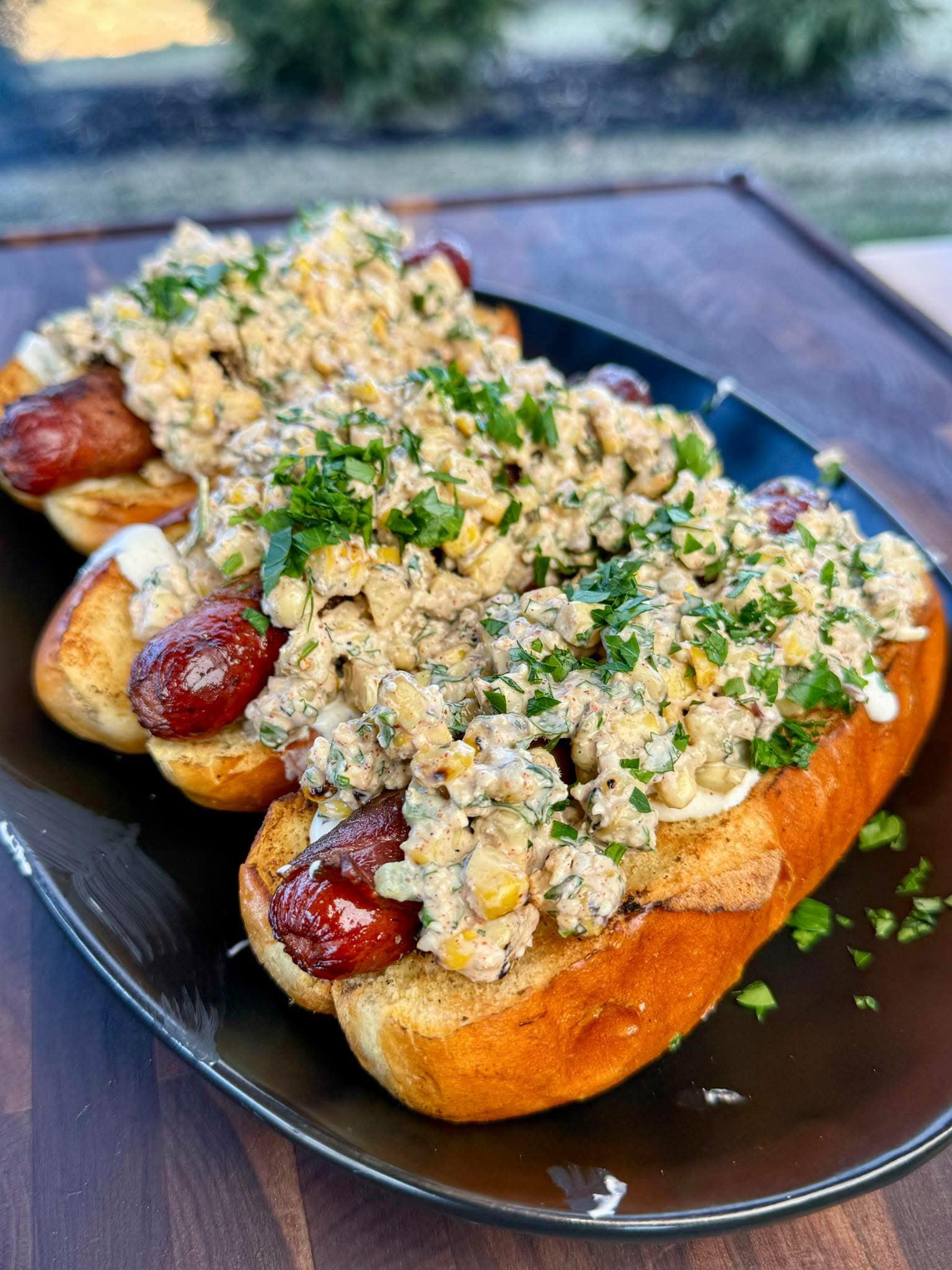 Grilled Hot Dogs with Creamy Corn Salad: A Perfect Summer Treat!