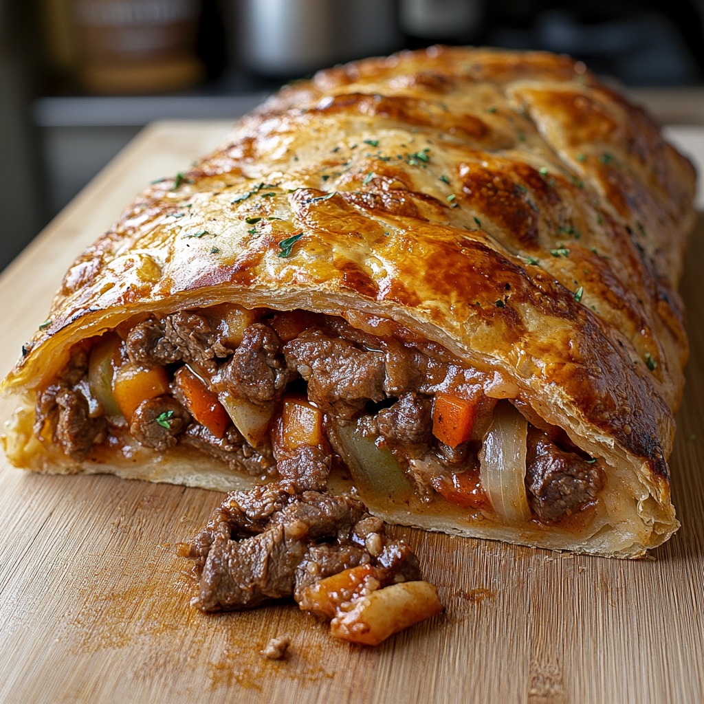 Beef and Veggie Puff Pastry Roll