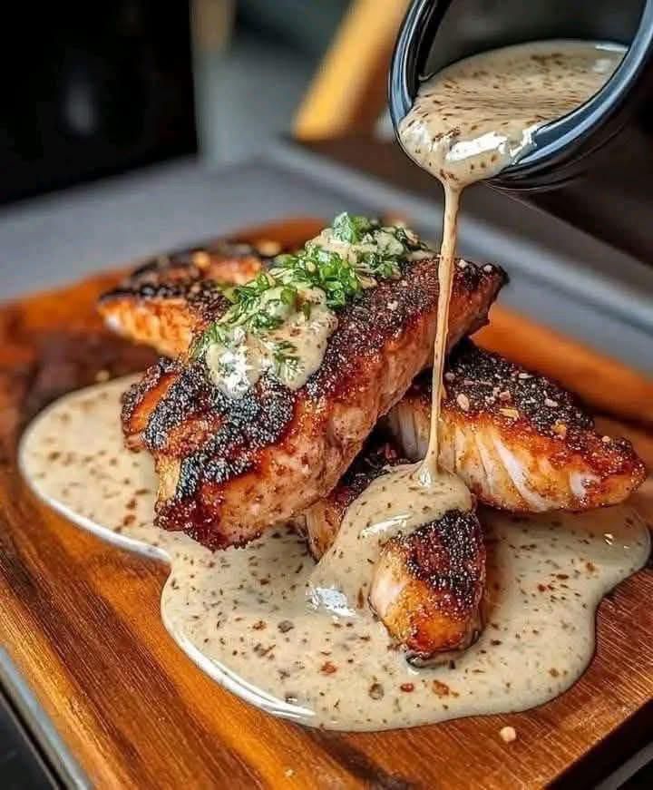 Blackened Salmon with Creamy Dijon Sauce