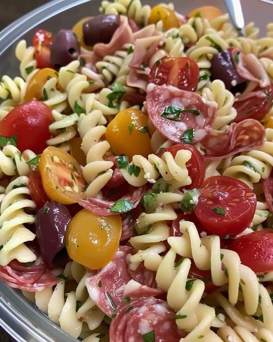 I recently whipped up a delightful Antipasto Pasta Salad!