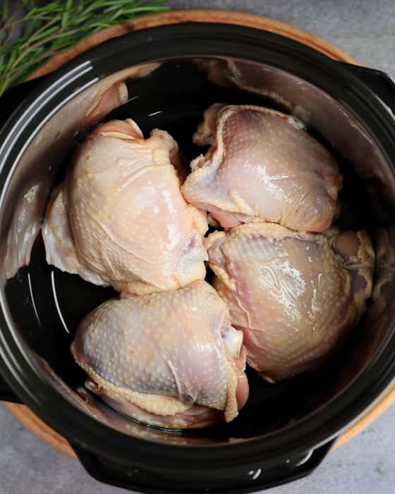 Just toss some chicken in the slow cooker, but it’s what you add on top that really turns it into a family favorite