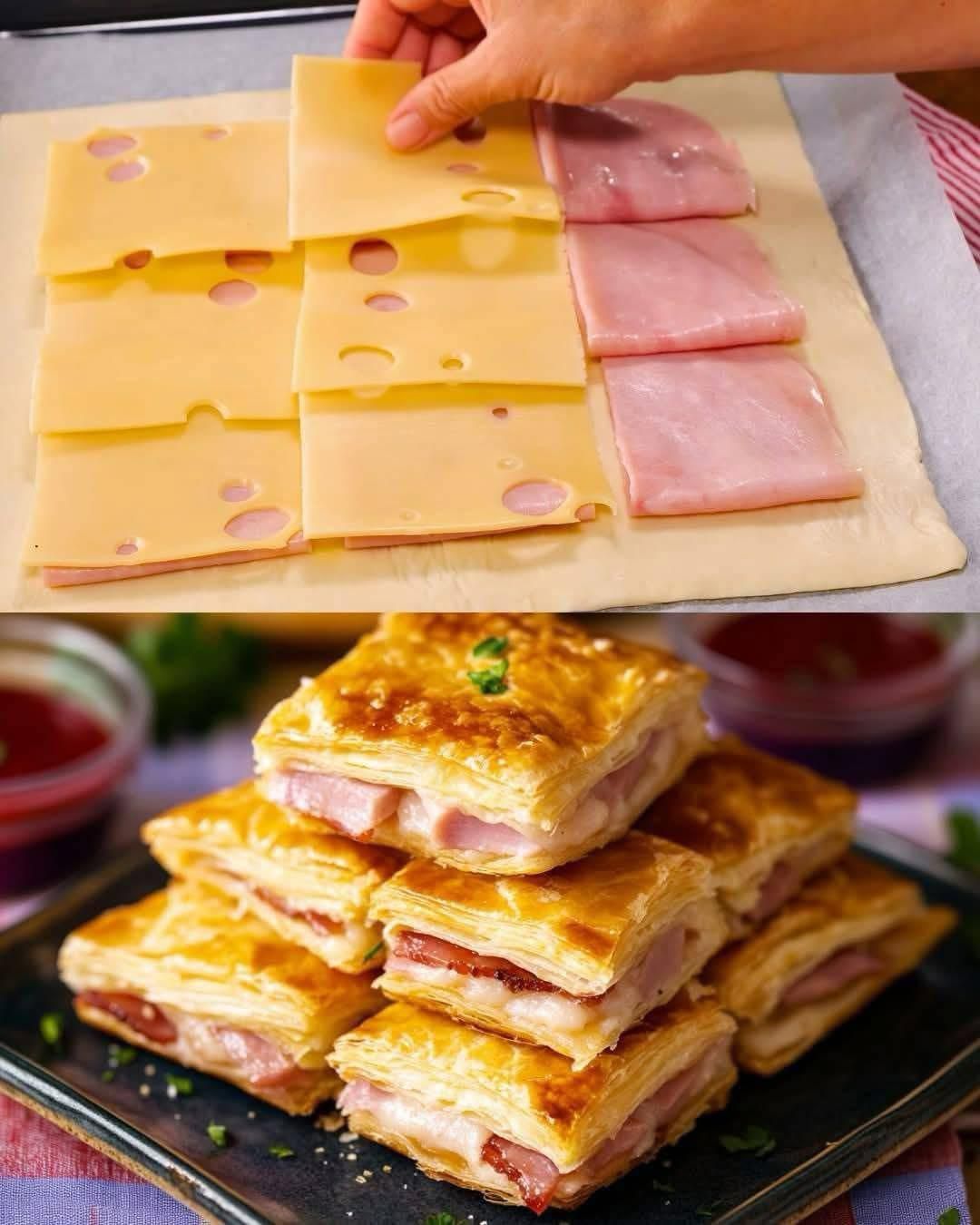 Ham & Cheese Puff Pastry Squares – A Flaky, Delicious Treat!