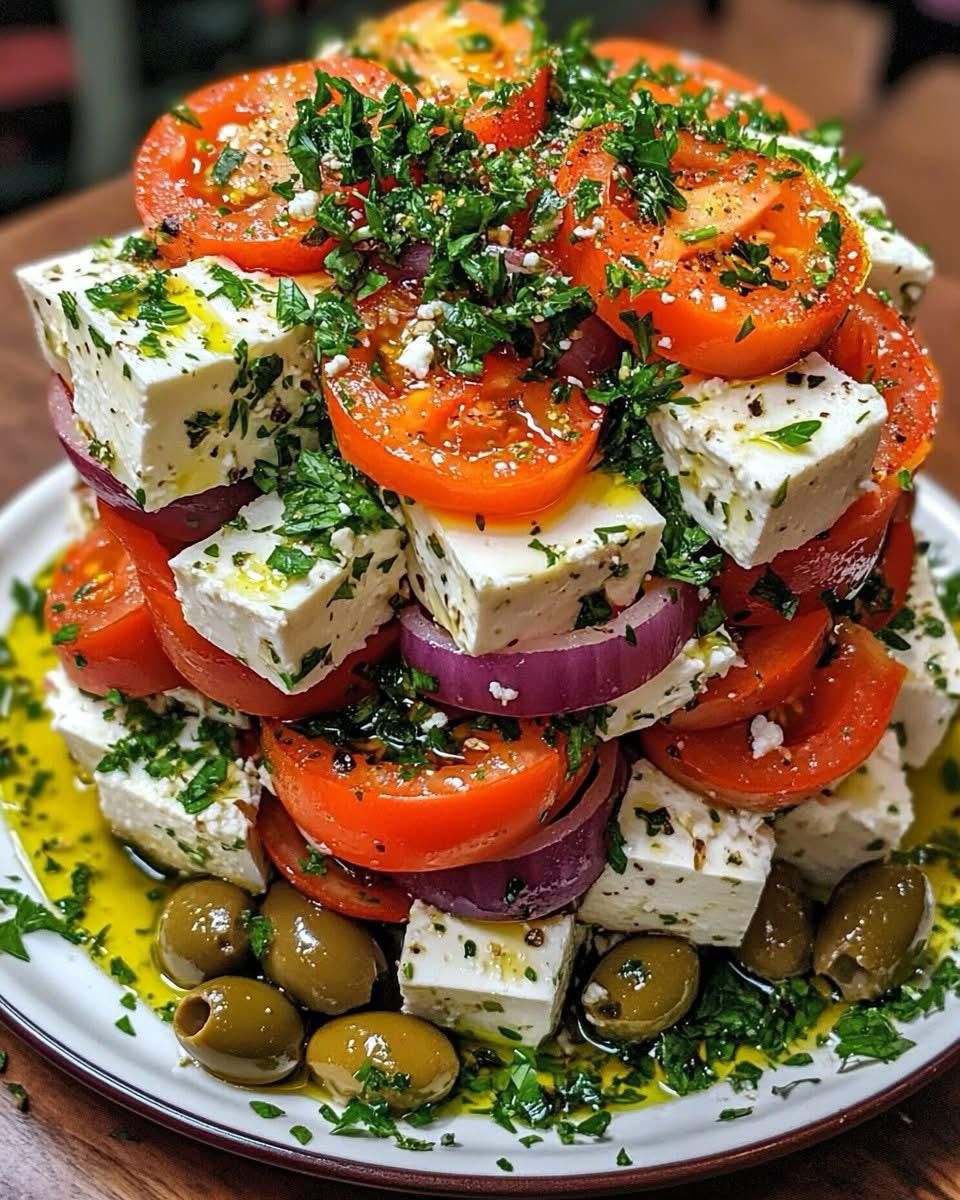 Greek Feta Salad Tower