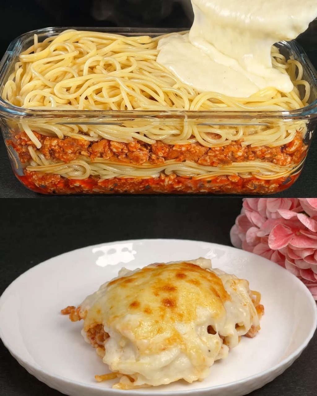 Baked Spaghetti with Minced Beef and Bacon