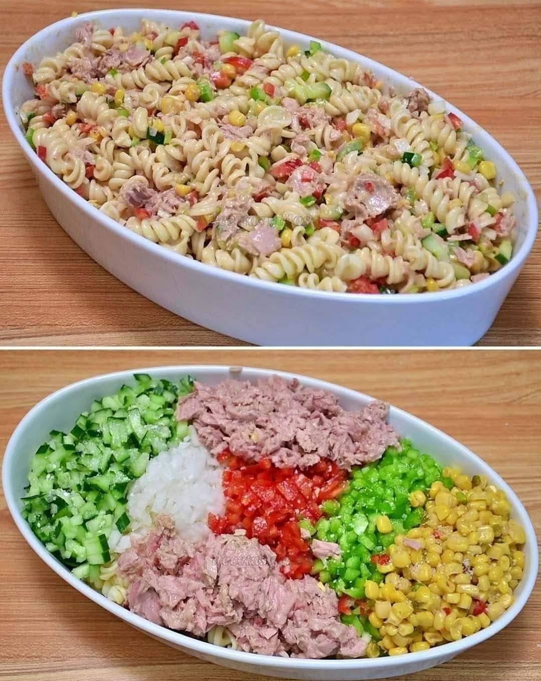 Cold pasta salad recipe with tuna.